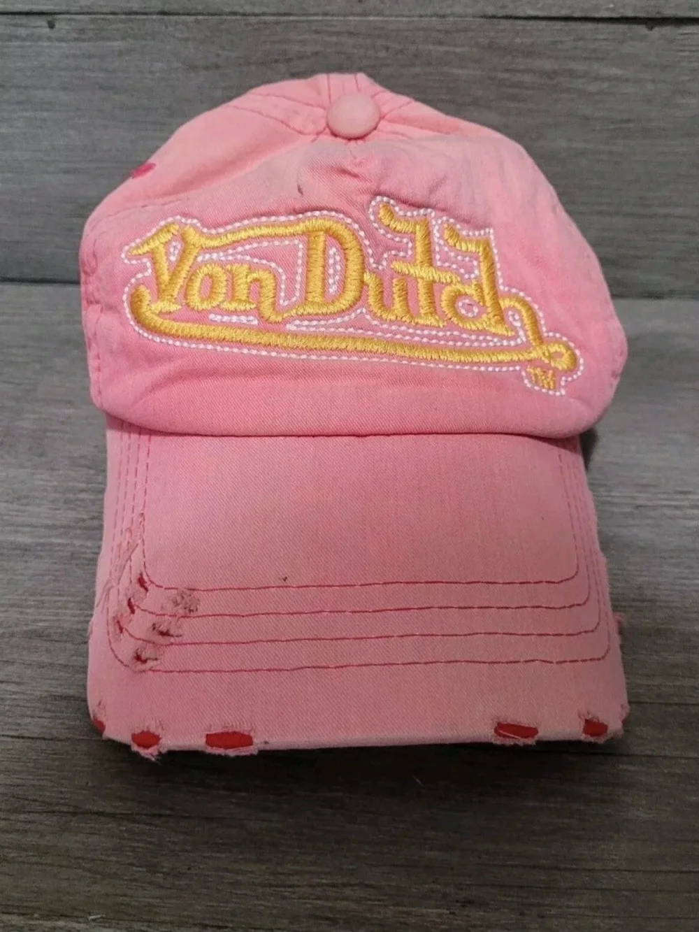 Von Dutch Hat Cap Adjustable Pink Distressed Vd-15